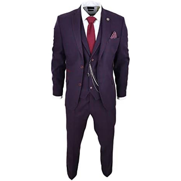 Men’s Wool Tweed Three-Piece Suit – Tailored Formal Set for Weddings and Events