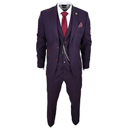 Men’s Wool Tweed Three-Piece Suit – Tailored Formal Set for Weddings and Events