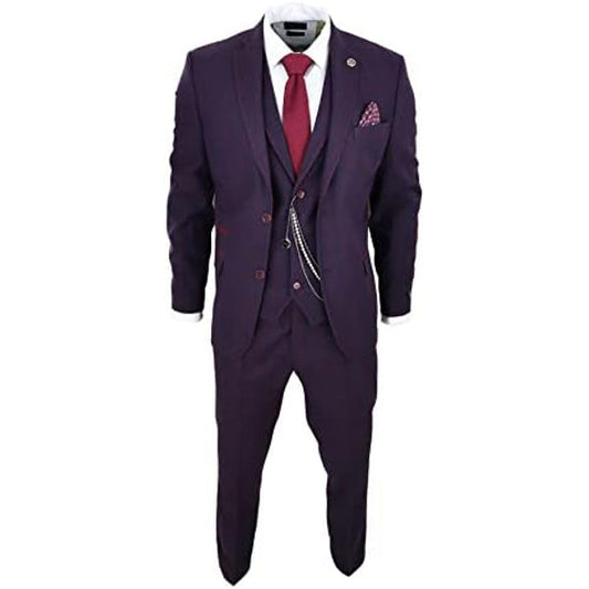 Men’s Wool Tweed Three-Piece Suit – Tailored Formal Set for Weddings and Events