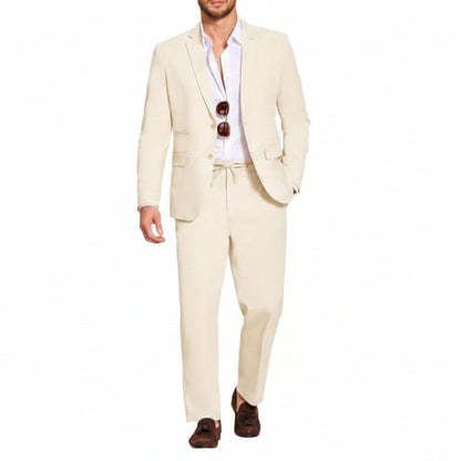 Men’s Lightweight Linen-Blend Suit Set – Relaxed Tailoring for Summer Events