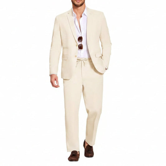 Men’s Lightweight Linen-Blend Suit Set – Relaxed Tailoring for Summer Events