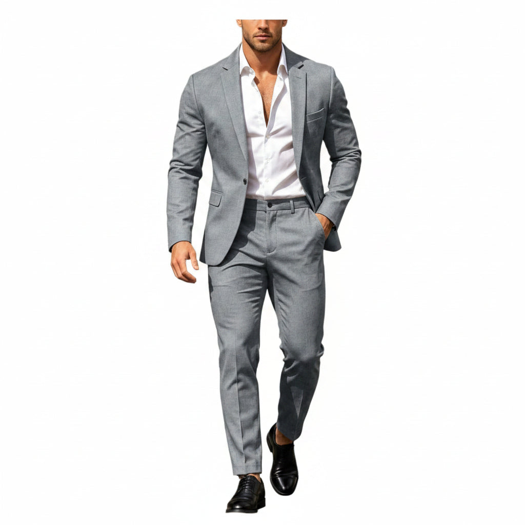Men’s Modern Two-Piece Suit – Single-Button Blazer Set for Celebrations and Business