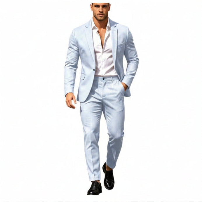 Men’s Modern Two-Piece Suit – Single-Button Blazer Set for Celebrations and Business