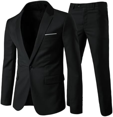 Men’s Wrinkle-Resistant Two-Piece Suit – Slim Tailoring for Business and Weddings