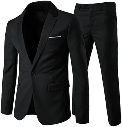 Men’s Wrinkle-Resistant Two-Piece Suit – Slim Tailoring for Business and Weddings