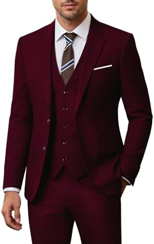 Men’s Three-Piece Wedding Suit – Slim Two-Button Tailoring for Formal Events