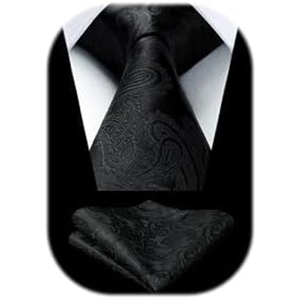 Men’s Extra-Long Paisley Tie Set – Textured Formal Accessories for Weddings and Events