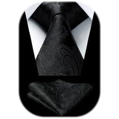 Men’s Extra-Long Paisley Tie Set – Textured Formal Accessories for Weddings and Events