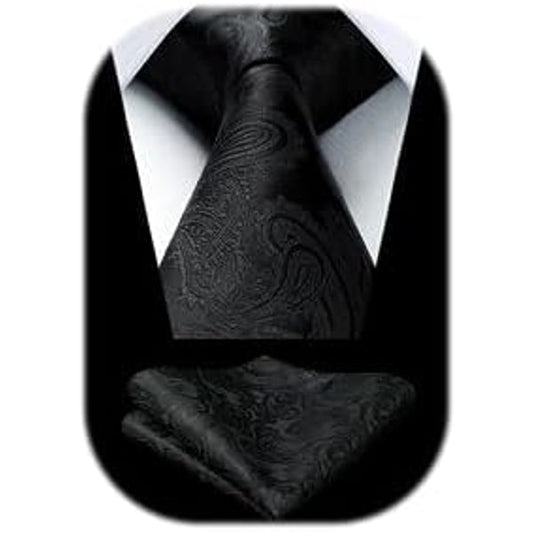 Men’s Extra-Long Paisley Tie Set – Textured Formal Accessories for Weddings and Events