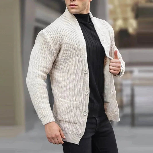 Men’s Relaxed-Fit Knit Cardigan with Pockets – Lightweight Urban Layer for Work and Weekend Wear