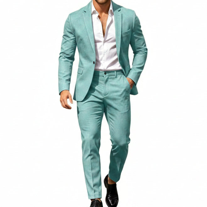 Men’s Modern Two-Piece Suit – Single-Button Blazer Set for Celebrations and Business
