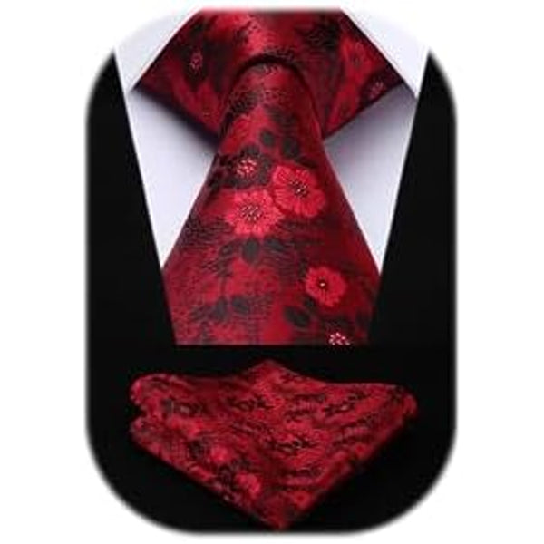 Men’s Extra-Long Paisley Tie Set – Textured Formal Accessories for Weddings and Events