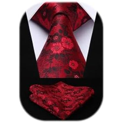 Men’s Extra-Long Paisley Tie Set – Textured Formal Accessories for Weddings and Events