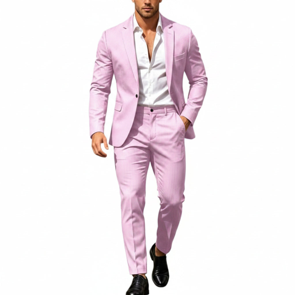 Men’s Modern Two-Piece Suit – Single-Button Blazer Set for Celebrations and Business