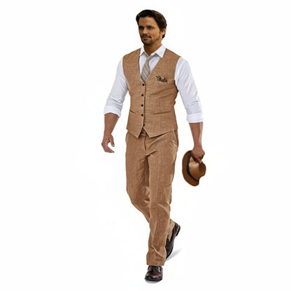 Men’s Linen Waistcoat and Trouser Set – Lightweight Summer Tailoring for Weddings and Events