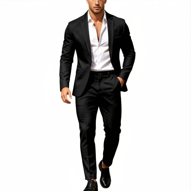 Men’s Modern Two-Piece Suit – Single-Button Blazer Set for Celebrations and Business