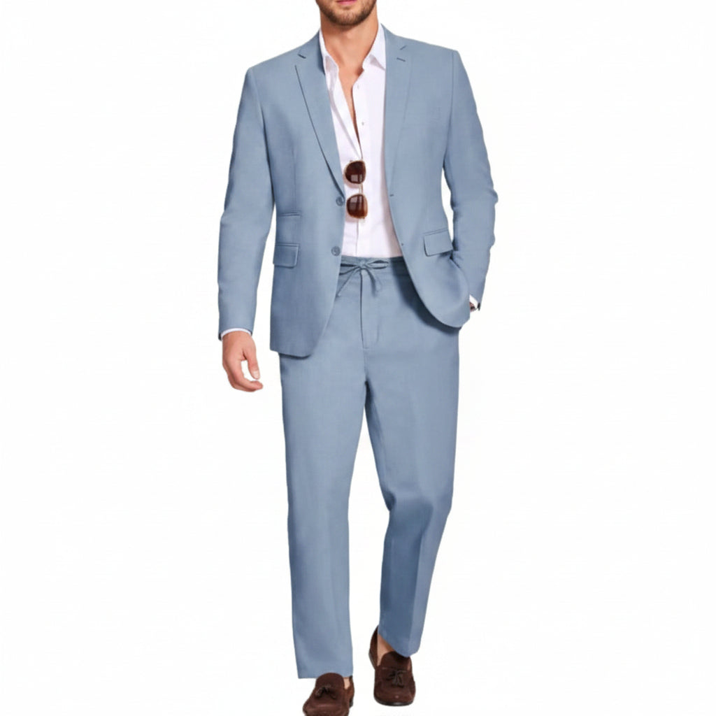 Men’s Lightweight Linen-Blend Suit Set – Relaxed Tailoring for Summer Events