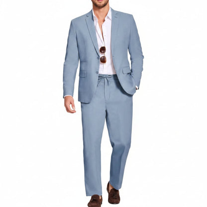 Men’s Lightweight Linen-Blend Suit Set – Relaxed Tailoring for Summer Events