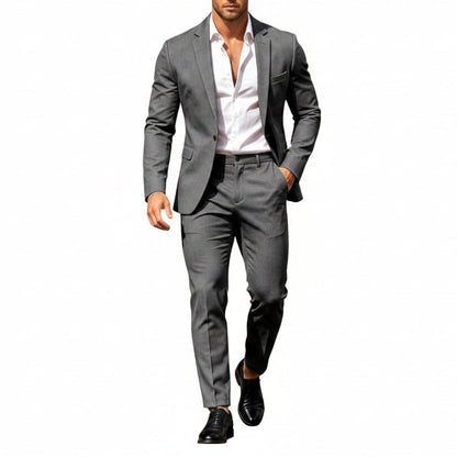 Men’s Modern Two-Piece Suit – Single-Button Blazer Set for Celebrations and Business