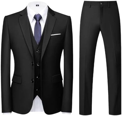 Men’s Slim Three-Piece Suit – Two-Button Formal Tailoring for Weddings and Business