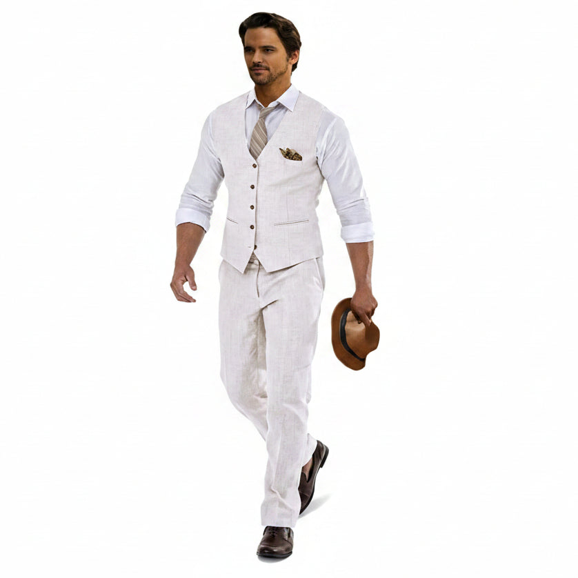 Men’s Linen Waistcoat and Trouser Set – Lightweight Summer Tailoring for Weddings and Events