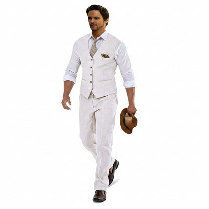 Men’s Linen Waistcoat and Trouser Set – Lightweight Summer Tailoring for Weddings and Events