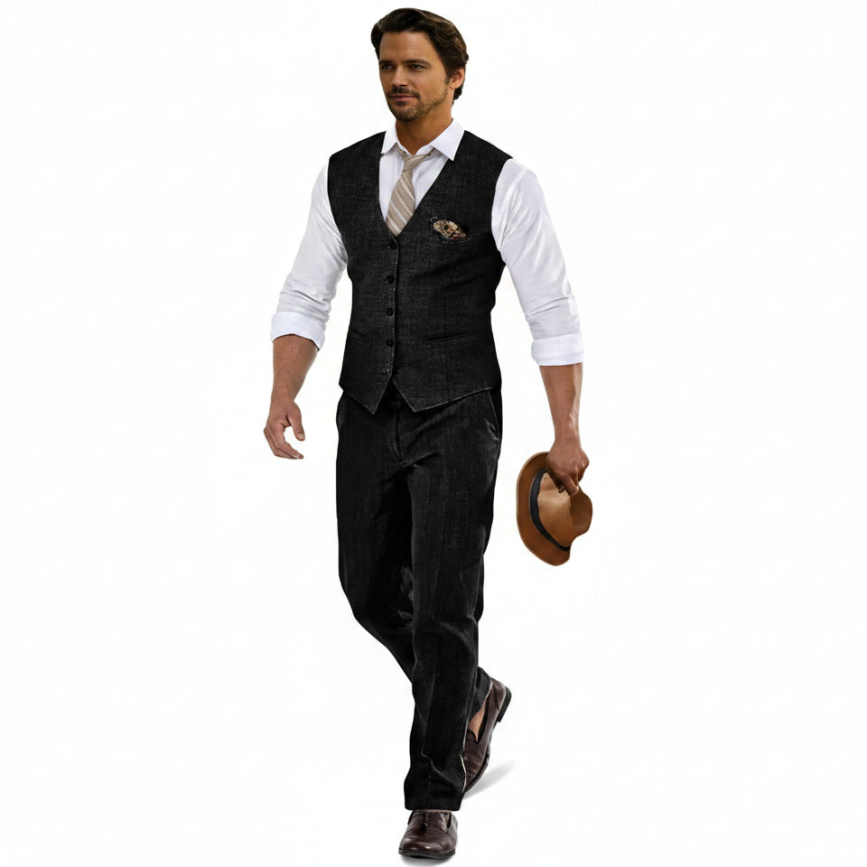 Men’s Linen Waistcoat and Trouser Set – Lightweight Summer Tailoring for Weddings and Events