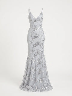 Women’s Sequin Maxi Evening Gown – Deep V-Neck Style for Galas and Formal Events