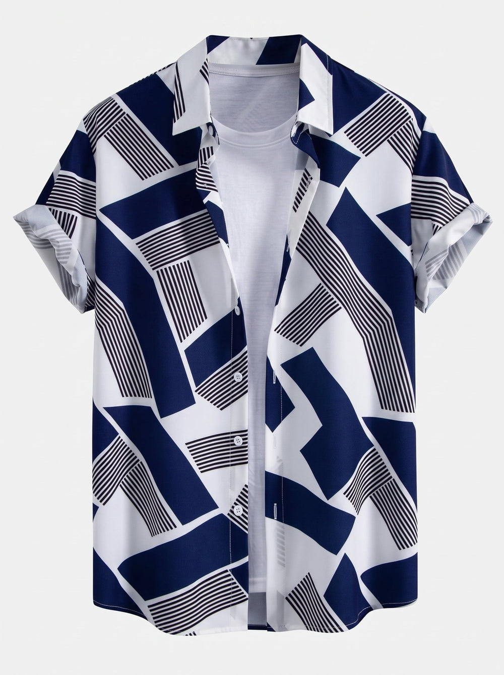 Men’s Printed Shirt Co-Ord – Crinkle Straight-Leg Trousers for Weekend Travel
