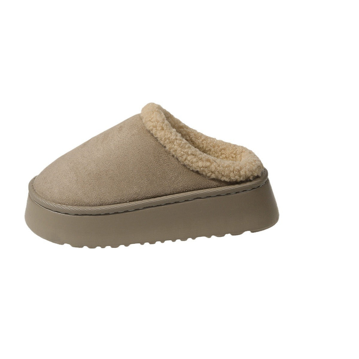 Taupe plush cuff slipper product view