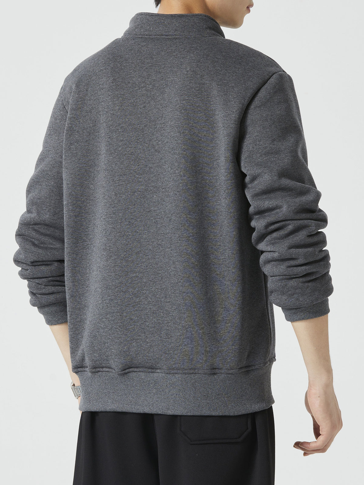 Men’s Fleece-Lined Quarter-Zip Sweatshirt – Warm Stand-Collar Layer for Autumn and Winter