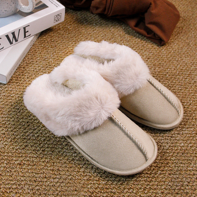 Women's Suede-Look Faux Fur Lined Platform Clog Slippers