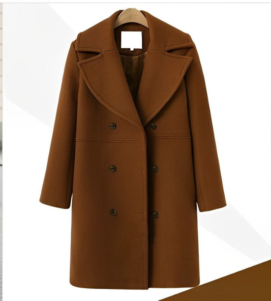 Women’s Double-Breasted Long Wool Coat – Tailored Winter Layer for Smart Everyday Wear