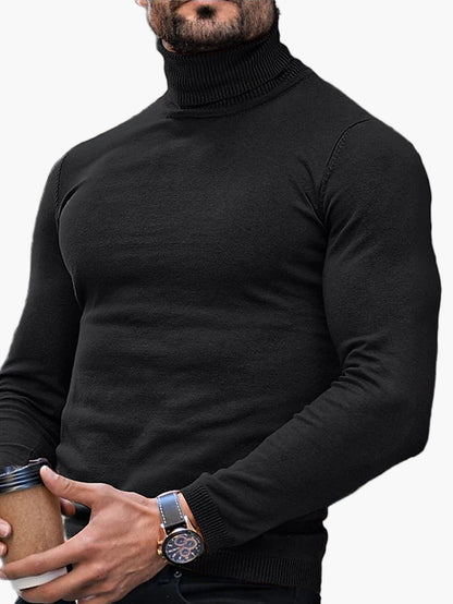 Men’s Slim Fit Roll-Neck Jumper – Stretch Knit, Machine Washable