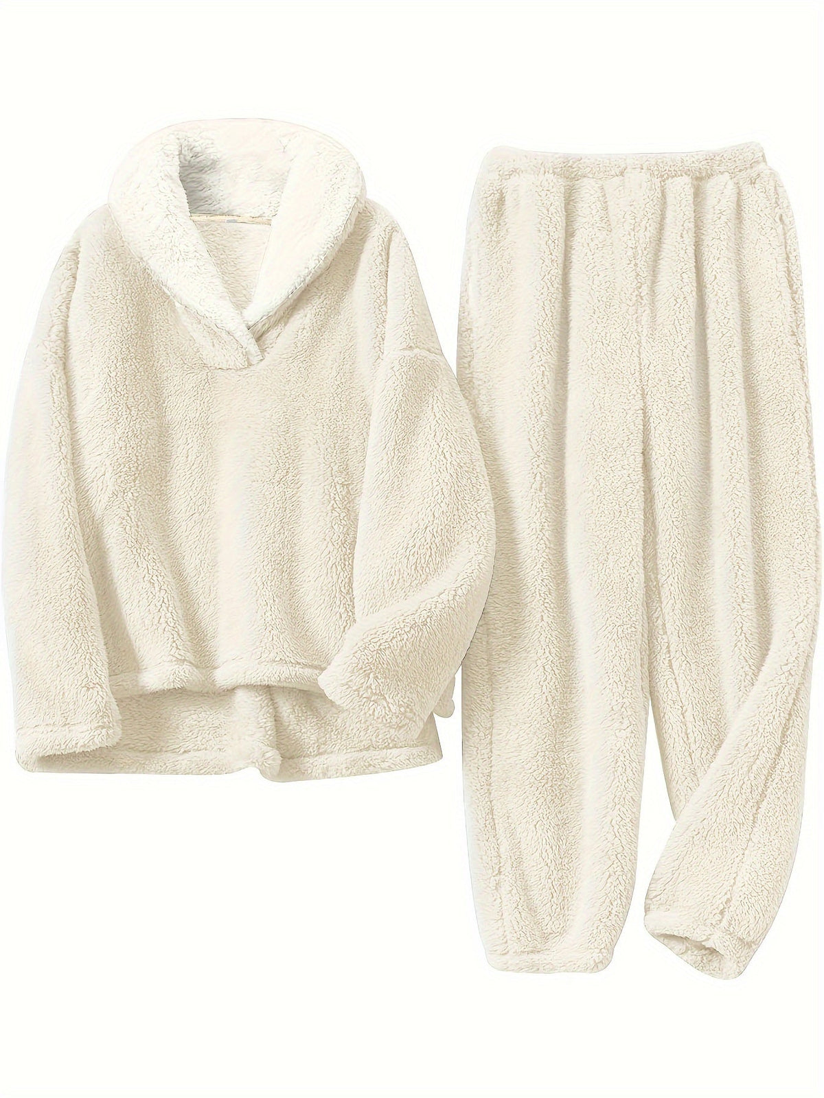 Women’s Lounge Set – Shawl Collar Top with Elasticated Waist