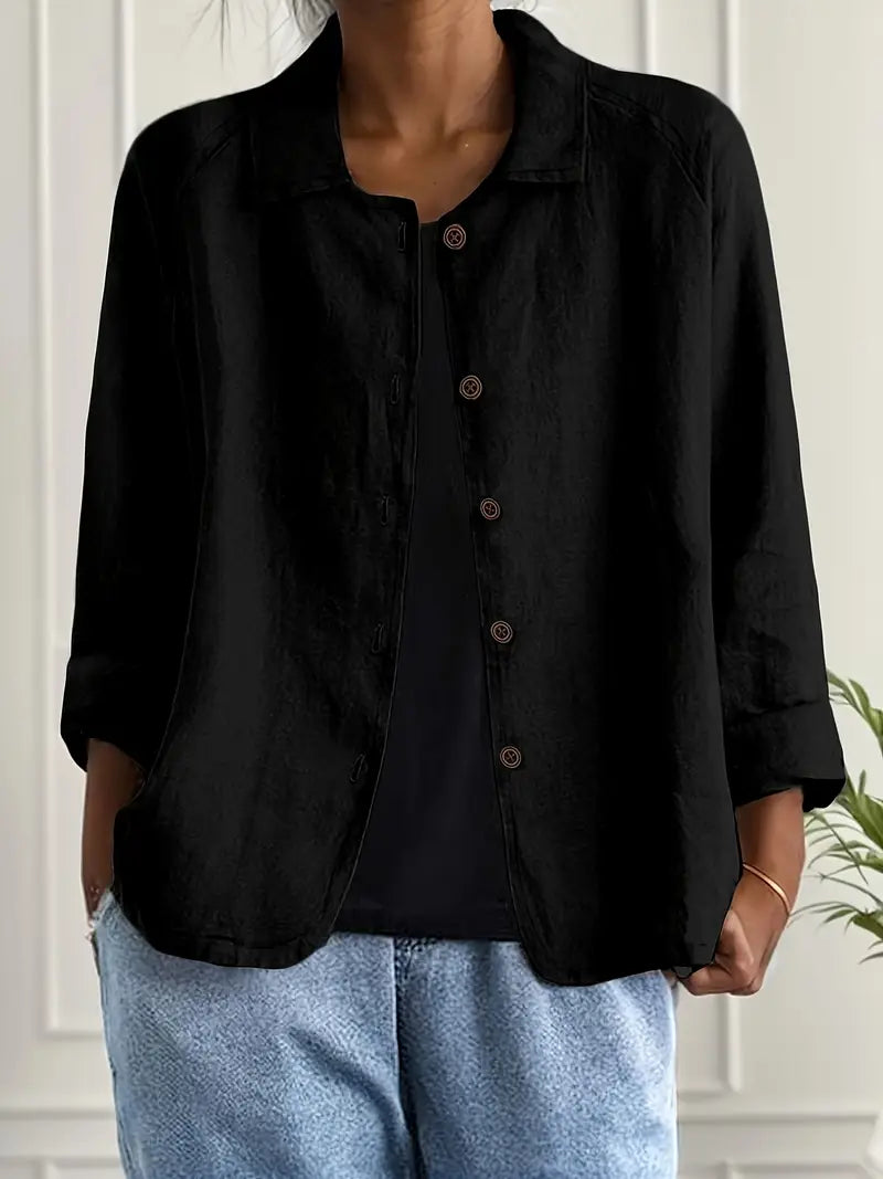 Women’s Lightweight Cardigan – Shirt Collar with Button-Through Front