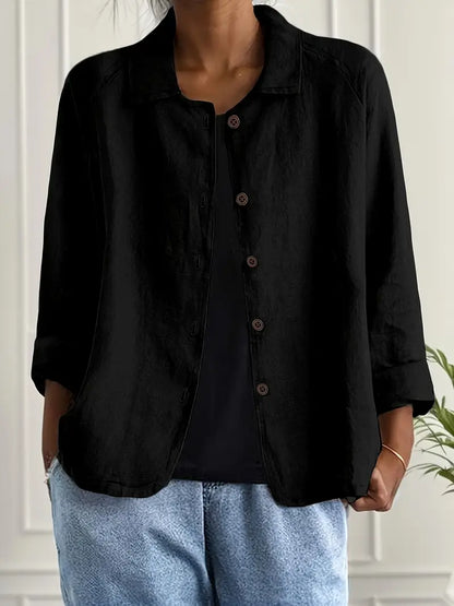 Women’s Lightweight Cardigan – Shirt Collar with Button-Through Front