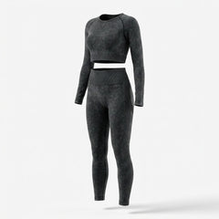Women’s Seamless Long-Sleeve Crop Top and Leggings Set – Sculpting Two-Piece Activewear