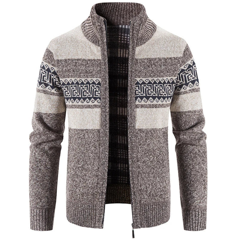 Men’s Warm Knitted Zip-Up Jacket – Soft Stand-Collar Sweater for Autumn and Winter Layering