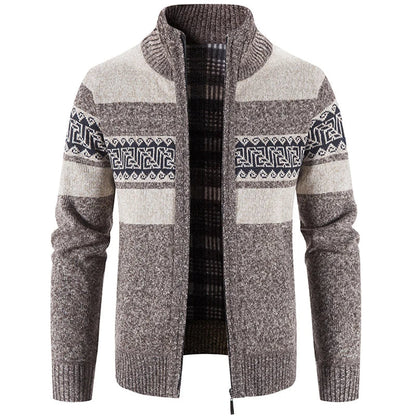 Men’s Warm Knitted Zip-Up Jacket – Soft Stand-Collar Sweater for Autumn and Winter Layering