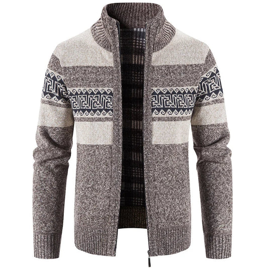 Men’s Warm Knitted Zip-Up Jacket – Soft Stand-Collar Sweater for Autumn and Winter Layering