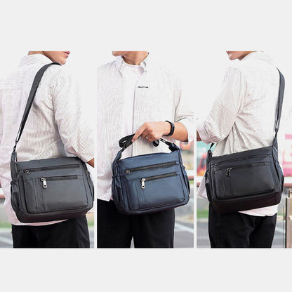 Men’s Multi-Pocket Nylon Crossbody Bag – Spacious Shoulder Messenger with Adjustable Strap and Zip Compartments