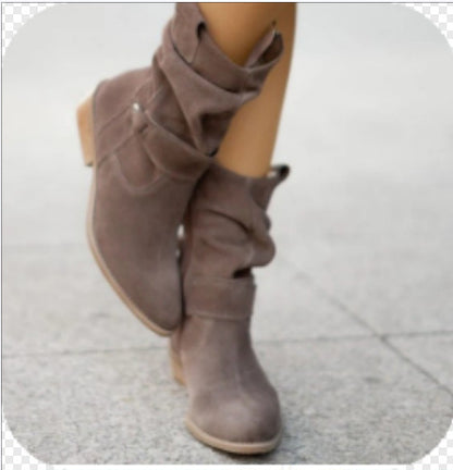 Women's Suede-Look Side Zip Knee-High Boots