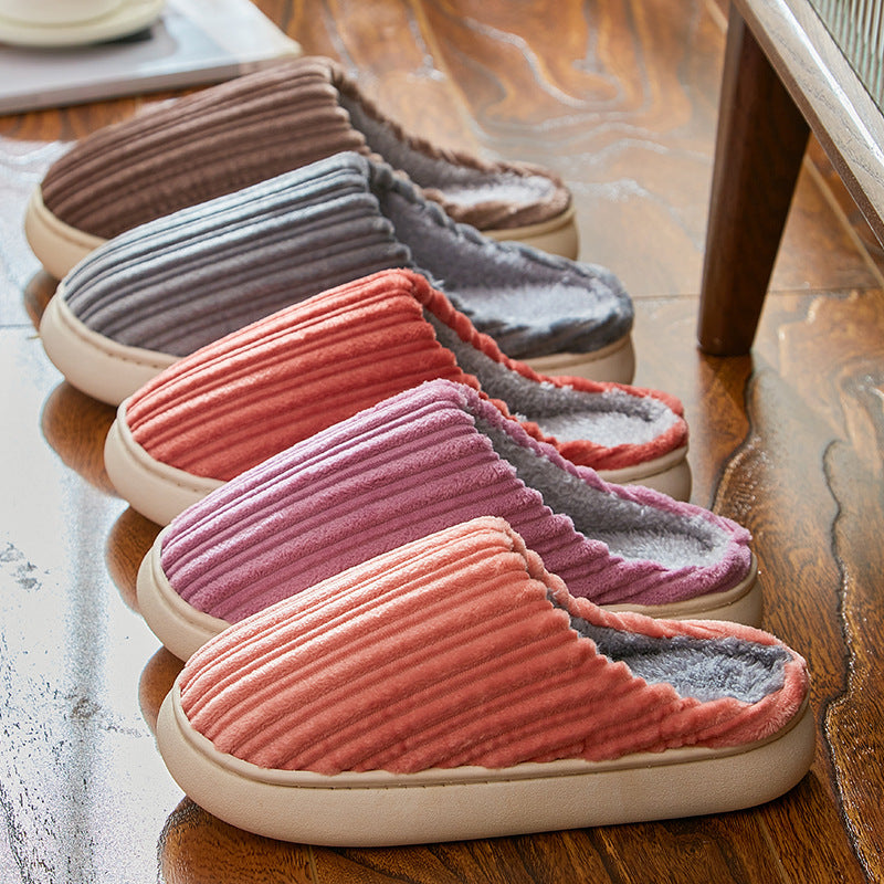 Women's Faux Fur Lined Corduroy Platform Clog Slippers