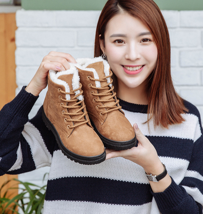 Women's Faux Fur Lined Heeled Snow Boots - Black (US 4-13)