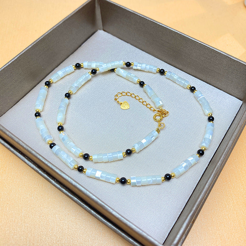 VARIANT|White Shell & Black Agate