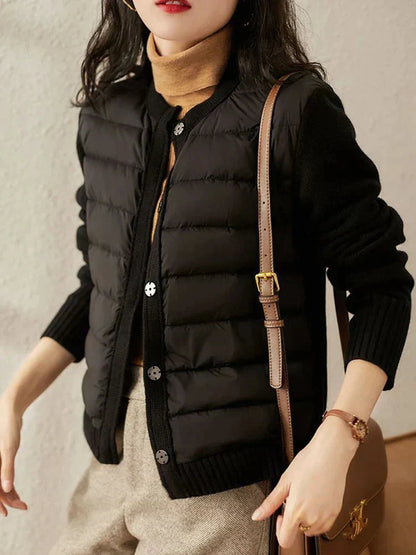 Women’s Quilted Knit Jacket – Warm Layering Cardigan for Autumn and Winter