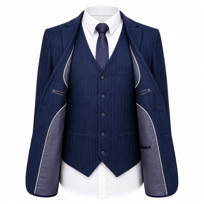 Men’s Double-Breasted Tweed Three-Piece Suit – Tailored Formalwear for Weddings and Special Occasions