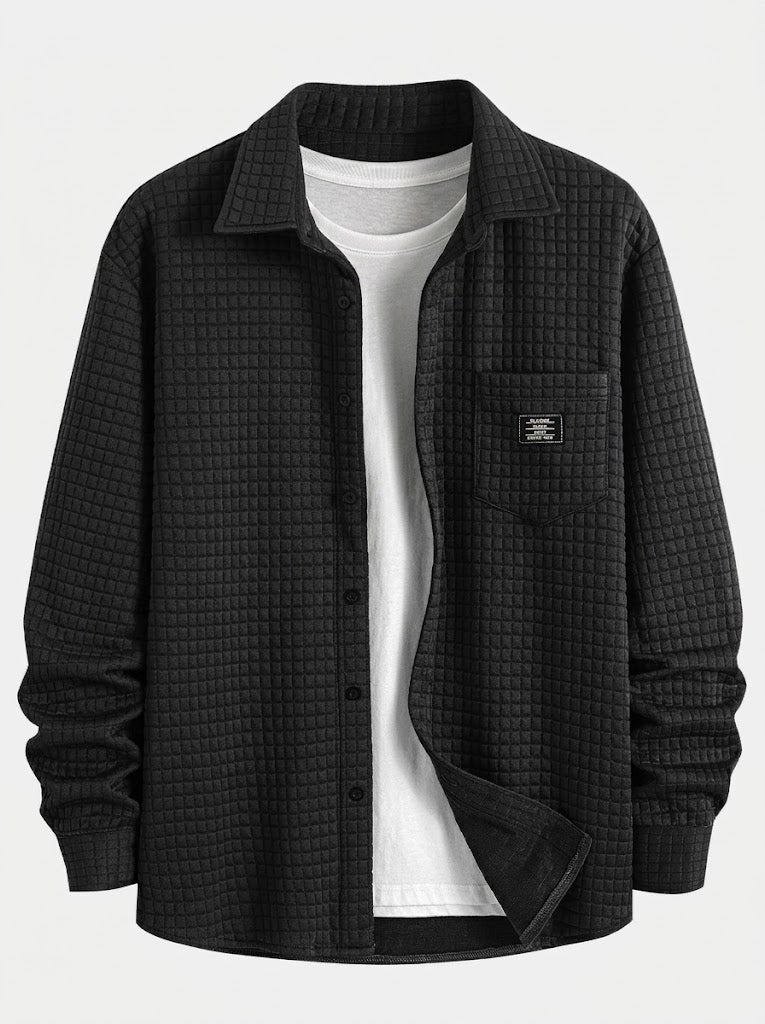 Men’s Waffle Shirt and Jogger Set – Textured Casual Layering Outfit