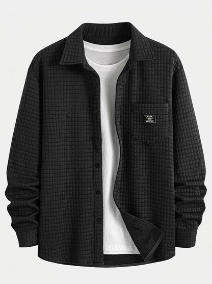 Men’s Waffle Shirt and Jogger Set – Textured Casual Layering Outfit